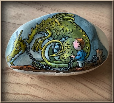 Dragon and Boy - Painted Rock